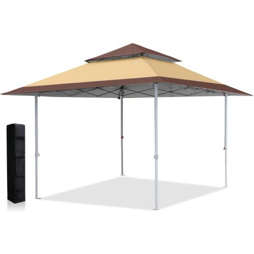 ABCCANOPY 13x13 Pop Up Canopy Base on 10x10 Canopy Frame with Double Ventilated Top, 4 Sandbags, 4 Ropes and 8 Stakes (Beige)