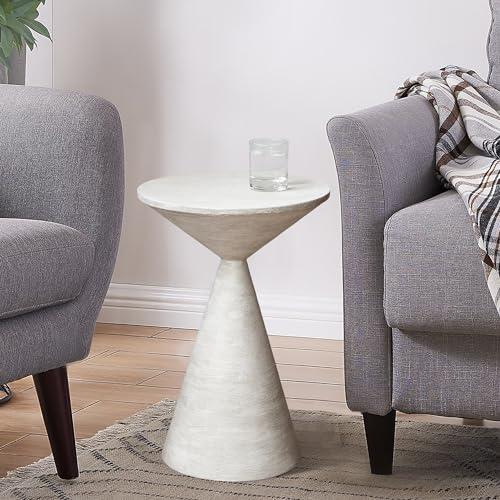Small Drink Table, Round Martini Table, Drum End Table Side Table, Metal Accent Table,for Small Space Living Room, Bedroom, Dirt