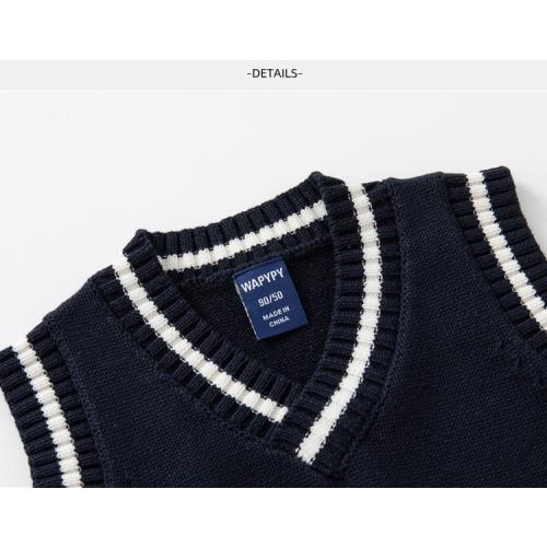 120/62 Baby Toddler Boys Girls Cotton V-Neck Sweater Vest Sleeveless Warm Uniform Pullover Cable Knit Waistcoat School Tops