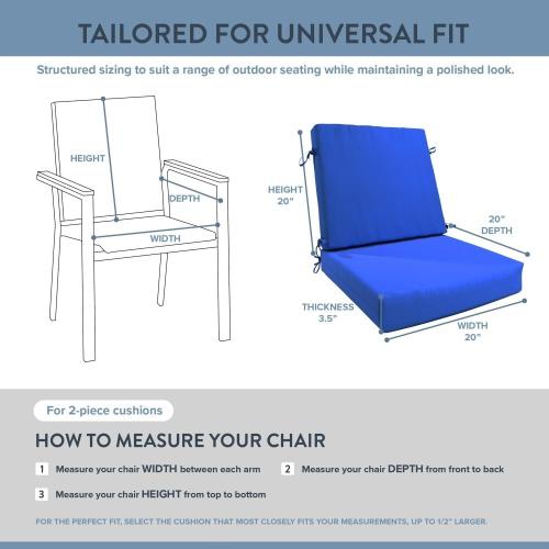 California Umbrella Foam Dining Chair Cushion, 20 x 40, Pacific Blue