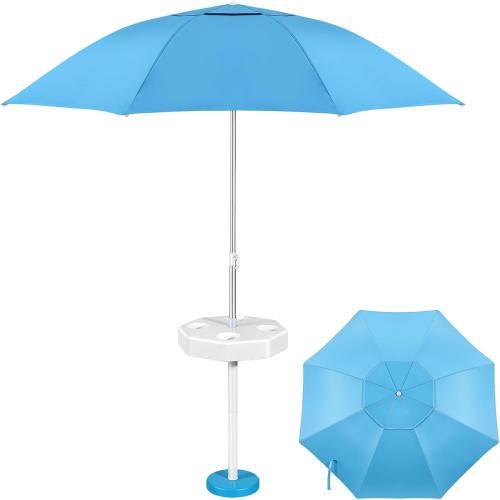 Floating Pool Umbrella with Weighted Base, Rust-Proof Aluminum Pole | Blocks Up to 98% of Harmful UV Rays, Features Removable Polygon Floating Table, Ideal for Pools, Beaches & Outdoor Lakes