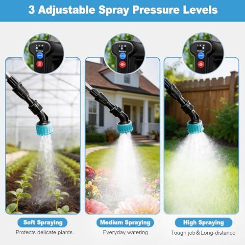 SideKing 2.6 Gallon Battery Powered Backpack Sprayer, Electric Weed Sprayer with 3 Adjustable Pressures, Battery Indicator, 5 Nozzles & 40 Telescopic Wand, Rechargeable Garden Sprayer for Lawn & Yard