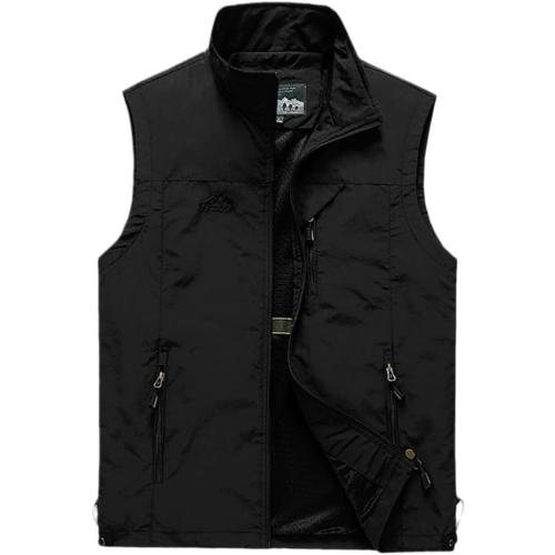 Outdoor Sport Men Multi-Pocket Vest Mesh Thin Casual Sleeveless Jacket Summer Zipper Fishing Top size 3XL