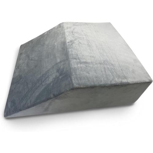 Trickonometry Leg Elevation Pillow with Memory Foam and Washable Velvet Removable Cover for Sleeping, Sciatica, Back Pain, Leg/Knee Surgery Pain Relief, Foot/Ankle Injury, and Circulation (Grey)