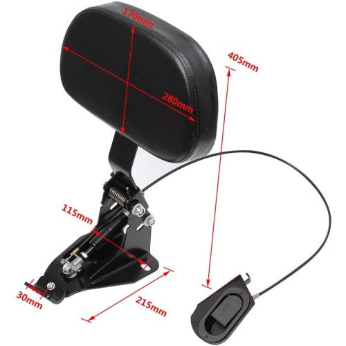 H RUO Adjustable Rider Backrest with Pad for Harley Touring Road King Street Glide FLHR FLHX 2009-2025 2024 2023 2022 2021