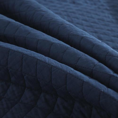 Cotton Quilt Bedding Sets Queen Size, 3 Pieces Reversible Lightweight Coverlets Comforters Bedspreads for All Seasons,Geometric Stitching Pattern,Navy Blue
