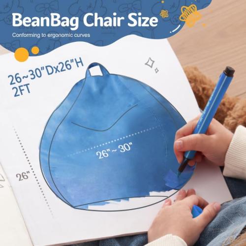 Homguava Bean Bag Chair: Bean Bags with Memory Foam Filled,Comfy Beanbag Chairs Round Bean Bag Sofa with Dutch Velvet Cover-2FT-28 x28 x22,Blue