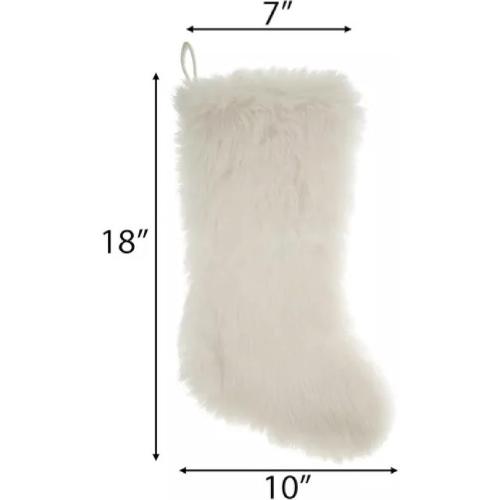 Christmas Stocking ~ Fluffy White Faux Fur Chic, Glam Holiday Design