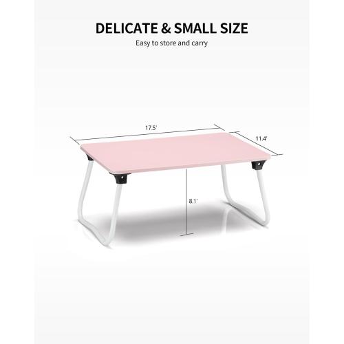 Ruxury Foldable Lap Desk Laptop Stand Bed Desk Table Tray, Breakfast Serving Tray, Portable & Lightweight Mini Table, Lap Tablet Desk for Sofa Couch Floor - Pink