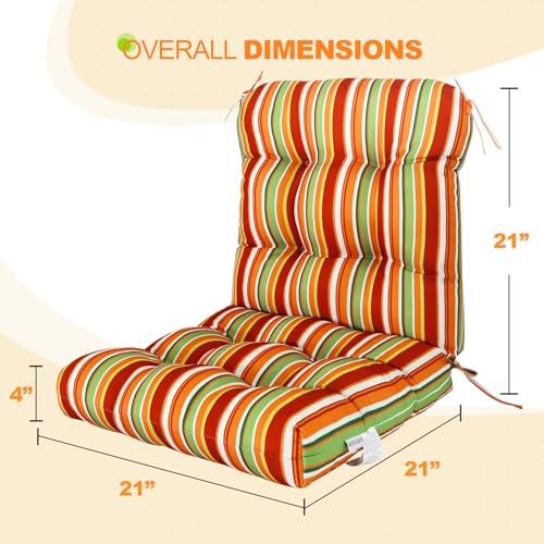 EAGLE PEAK Tufted Outdoor/Indoor Seat/Back Chair Cushions, Set of 2, 42'' x 21'', Rainbow