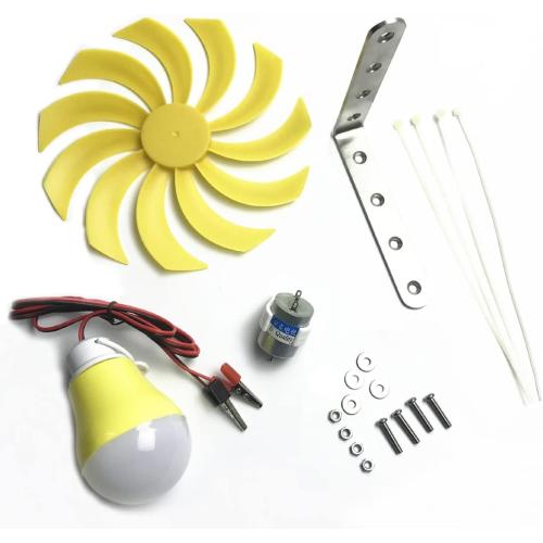 Small Wind Turbine Generator Micro DC Motor Power Wind Turbines Electricity Fan Blades Model Bicycle LED Light DIY Kits for Teaching Physical Power Generation Science Experiment