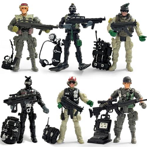 6 Pcs Army Men Toy Soldiers Action Figures with Weapon for Boys 4-7