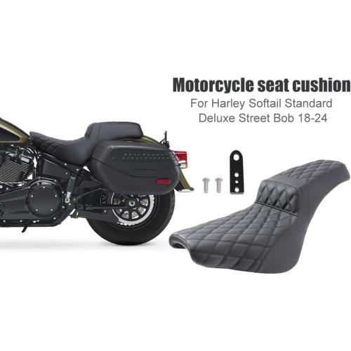 One-Piece Driver Rider and Passenger Seat for Harley Davidson Softail Standard Slim Deluxe Street Bob Heritage Classic 2018-2024 Black Motorcycle 2-Up Seat (Diamond Pattern)