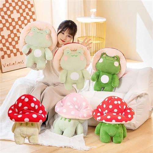 Frog Plush 10 Cute Frog Mushroom Hat Stuffed Animals Kawaii Plush Toys Throw Pillow Home Room Decor Aesthetic Gift