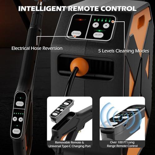 GFCI Wall Mounted Pressure Washer with 100FT Retractable Hose, 5-Stage Adjustable Pressure, Foam Cannon & 5 Nozzles for Car, Lane, Patio Cleaning