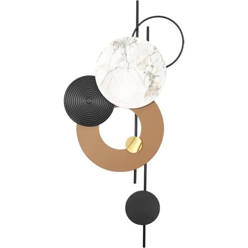 Large Metal Wall Decor with Light Modern Metal Wall Art Voice Controlled Luminescence3D Wall Sculptures Wall Hanging Decoration for Living Room Dinning Room Entryway Kitchen Office (19L“x39W-Light)