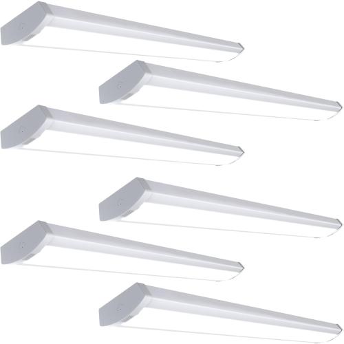 HYPERLITE 60W LED Wraparound Light 4 Feet, 6600lm Linkable 5000K LED Shop Lights Surface Mount, ETL Listed,Led Ceiling Office Wrap Light Fixture for Garage, Workshop, Fluorescent Replacement, 6P
