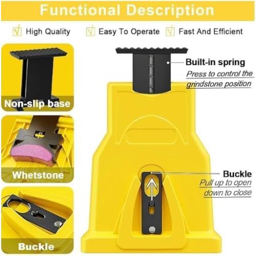 Universal Chainsaw Sharpener, Portable Chain Saw Sharpener Tool, Chainsaw Teeth Sharpener Kit, Simple Operation Chain Sharpening Jig for 12-22 Chain Saw 3 1 Whetstone