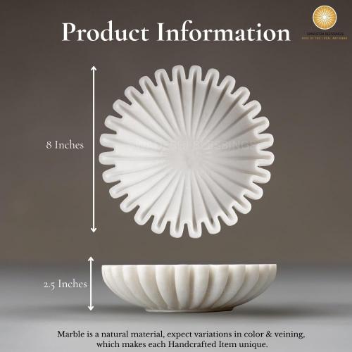 HandCrafted Marble Ruffle Bowl/Antique Scallop Bowl/Fruit Bowl/Vintage Ring Dish/Decorative Flower Dish/HouseWarming Gift/Wedding Gifts/Urli