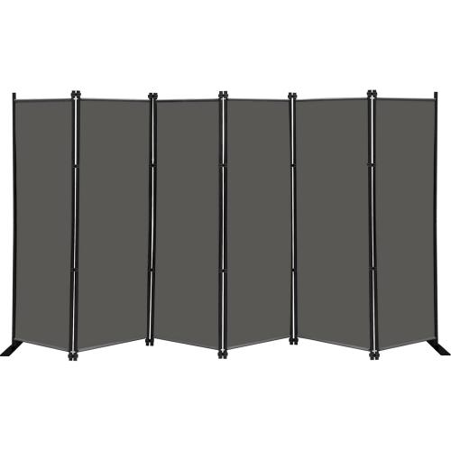 MAYOLIAH 6 Panel Folding Privacy Screen 9ft Wide, 6ft Tall Partition Room Divider Portable Office Walls Dividers Room Separator, Grey