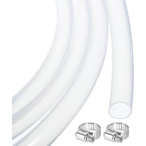 MECCANIXITY 3.3ft Clear Silicone Rubber Tubing 1/2 ID 5/8 OD Plastic Tube Flexible Air Hose for Brewing, Wine Making, Pump Siphon, 12mm x 16mm, with 2pcs Clamps