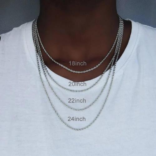 FEEL STYLE Stainless Steel Chain 925 Silver Rope Chains 3-5mm Twist Rope Necklace 14-30 Inch