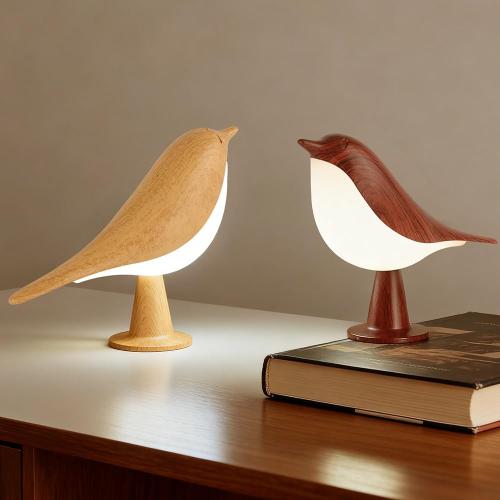 Bird Cordless Table Lamp, Small Cordless Bedside Lamp with 3 Color Temperature, Touch Sensor & Rechargeable Battery - Night Light for Kids, Bedroom, Bedside (Light Dark)