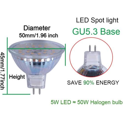 mr16 led Bulb dimmable 120v 110V 5w 2700K Warm White Soft White Spot Light Equivalent to 50w Halogen Bulb for Tracking Light MR16 Fixture