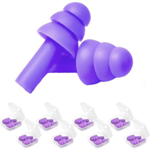 Earplugs for Sleeping Noise Cancelling, Reusable Ear Plugs– Super Soft, Silicone Ear Plug, for Sleeping 8 Pairs, Swimming, Snoring, Concerts, Work, Noisy Places (8 Colors)