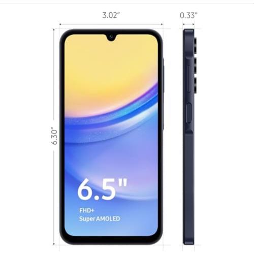 SAMSUNG Galaxy A15 5G A Series Cell Phone, AMOLED Display, Expandable Storage, Knox Security, US Version, 2024, Blue Black, for T-Mobile only (Renewed)