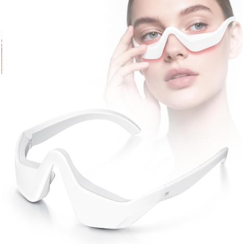 Under Eye Red Light Therapy Massager Glasses, Eye Massager with 2 Modes,Eye Massager for Eye Bags Dark Circles Puffiness Wrinkles Fine Lines