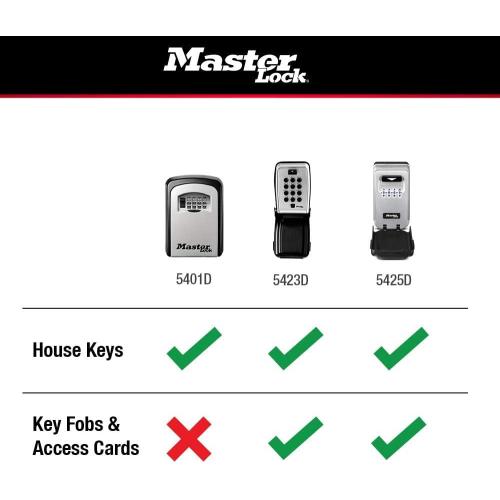 Master Lock 5425D Set Your Own Combination Wall Mount Lock Box with Light Up Dials, 6 Key Capacity, Black