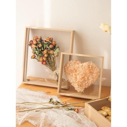 JOSON Wooden Dried Flower Photo Frame Dried Flower Display Stand Decorative Floating Photo Frame（8 * 10''-primary color