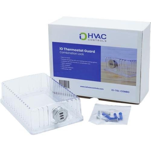 Clear Universal Thermostat Cover Guard With Combination Lock Box, Thermostat Guard For Residential, Hotel, Business, 9 x 8.5 x 2.5