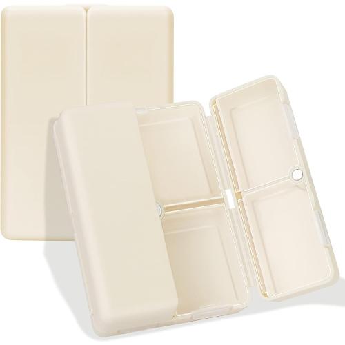 FYY Travel Pill Organizer,7 Compartments Small Pill Box Medicine Case-Beige
