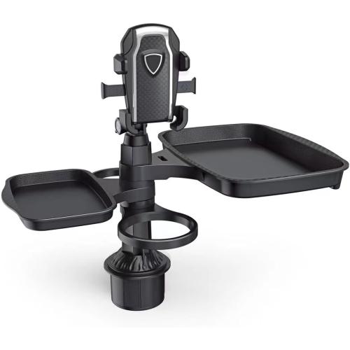 5 in 1 Car Cup Holder Expander with Phone Holder & 2 Food Table Tray & 2 Cup Holder for Drink/Snacks/Humburgers