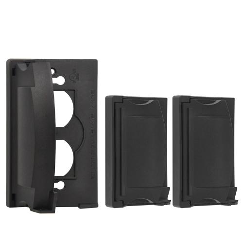 BESTTEN 3 Pack Outdoor Outlet Cover for Duplex Receptacles, Weatherproof Design Auto-Closing Lid, Black, UL Listed, H4.65” x W2.87” x D0.71”