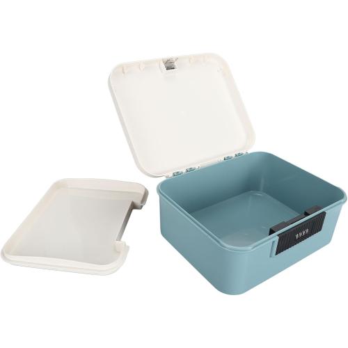 Lockable Storage Container Bin, 9L Capacity Combination Lockable Storage Box Heavy Duty Plastic Trunk with Lock for Office School Home Files Document Organizer (Grey) (White) (Blue)