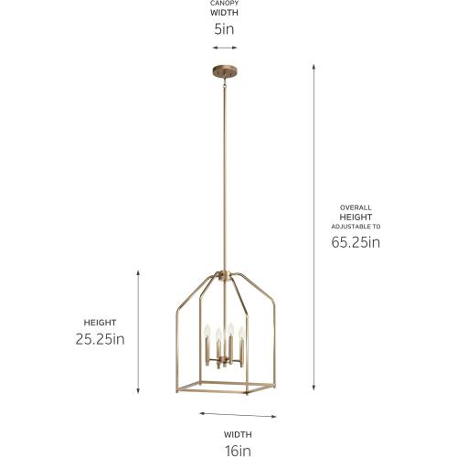 Gold Kichler Madden 4 Light Pendant in Champagne Bronze, Soft Modern Fixture, for an Entryway, Breakfast Nook, Laundry Room, 52722CPZ