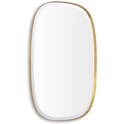 POZINO Brushed Gold Mirror, 20x30 Brass Beveled Mirrors for Bathroom, Rounded Rectangle Mirror, Modern Vanity Wall Mirrors in Premium Stainless Steel Frame Hangs Horizontal Or Vertical