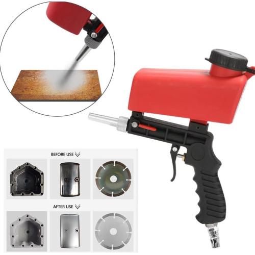 90psi Gravity Feed Sand Blaster Gun Kit - Hand Held Sand Blasting Spray Gun with 2 Nozzle Tips and Air Regulator Remove Paint, Rust, Stains, and Grime on Surfaces