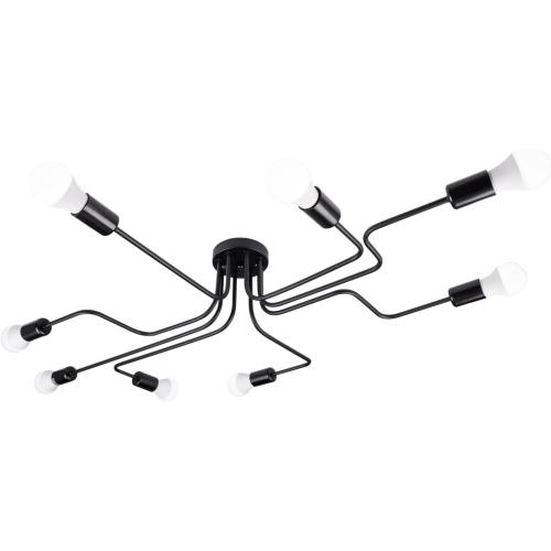 LynPon Black Sputnik Ceiling Light Fixture, 8 Lights Industrial Light Fixtures Semi Flush Mount Ceiling Light Rustic Retro Metal Chandelier Lighting for Kitchen Dining Room Living Room