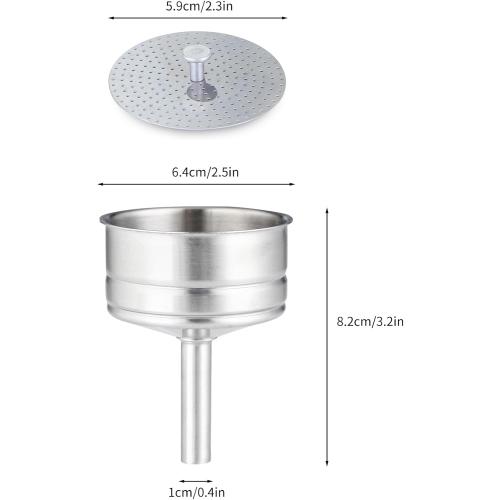 Easyworkz Stainless Steel Coffee Funnel Filter with Reducer, Espresso Maker Replacement,6 cup size