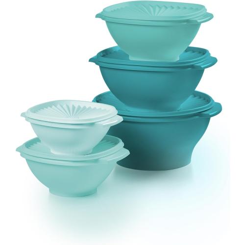 Tupperware Heritage Collection, New 10 Piece Food Storage Container Set in Vintage Green, Dishwasher Safe and BPA Free (5 Bowls, 5 Lids)