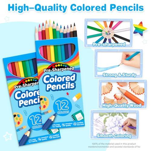 12 Colored Pencils Pre Sharpened