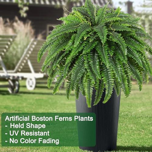 49inch Single Silky Artificial Boston Fern Bush, 49Inch Large Artificial Ferns for Outdoors, Large Faux Ferns Artificial Plants,Suitable for Decorating Office, Living Room Faux Greenery,95Branches