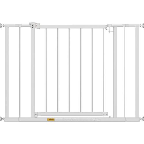 BestPet 30”Tall Dog Gate for Stairs & Doorways, Fits 28.5”-39.7” Wide Openings,Walk-Through Metal Pet Gate for Indoor Use,Adjustable Safety Gates for Pets,White
