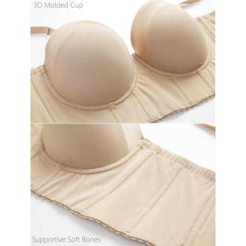 Size 38DD SEA BBOT Women Longline Strapless Bra Full Coverage Corset Bra Hide Back Fat