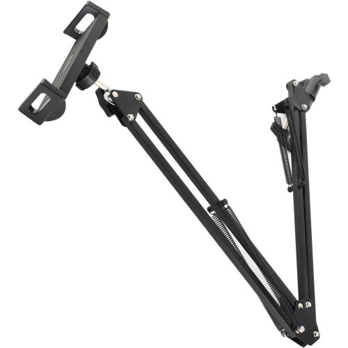 Tissting Desk Bed Phone Holder,Arm Flexible Phone Stand with Adjustable Clip,Mount Long Arms Clamp,Tabletop Bedside Bracket Compatible with 4-12.9in Phone Tablets (Black)