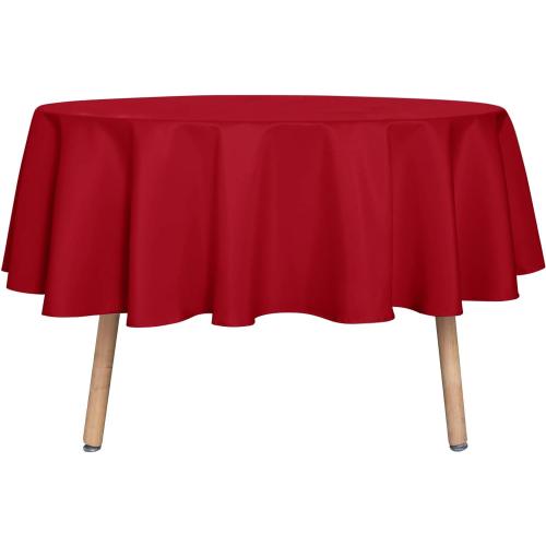 sancua Round Tablecloth - 60 Inch - Water Resistant Spill Proof Washable Polyester Table Cloth Decorative Fabric Table Cover for Dining Tables and Buffet Parties, Christmas Red